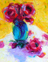 Past Bloom: impressionist rose oil-painting