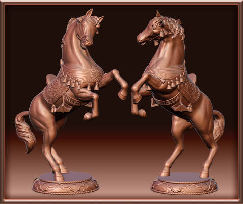 Sculpt rigged horse figure with webbing