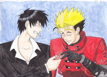 Vash and Wolfwood by OokamiSoul42
