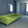 Green sofa, blue room