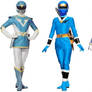 Gokai Blue Female with 5 Sentai Aqua Rangers