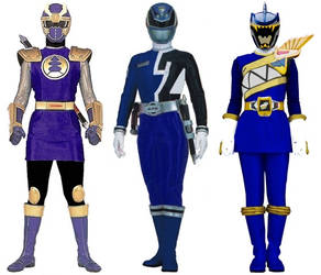 Gokai Change - three Navy Ranger females