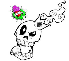 skull with crown tattoo flash