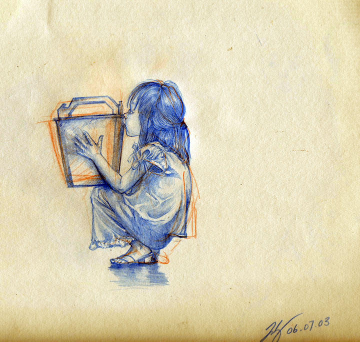 a Girl and her box by cuta on DeviantArt