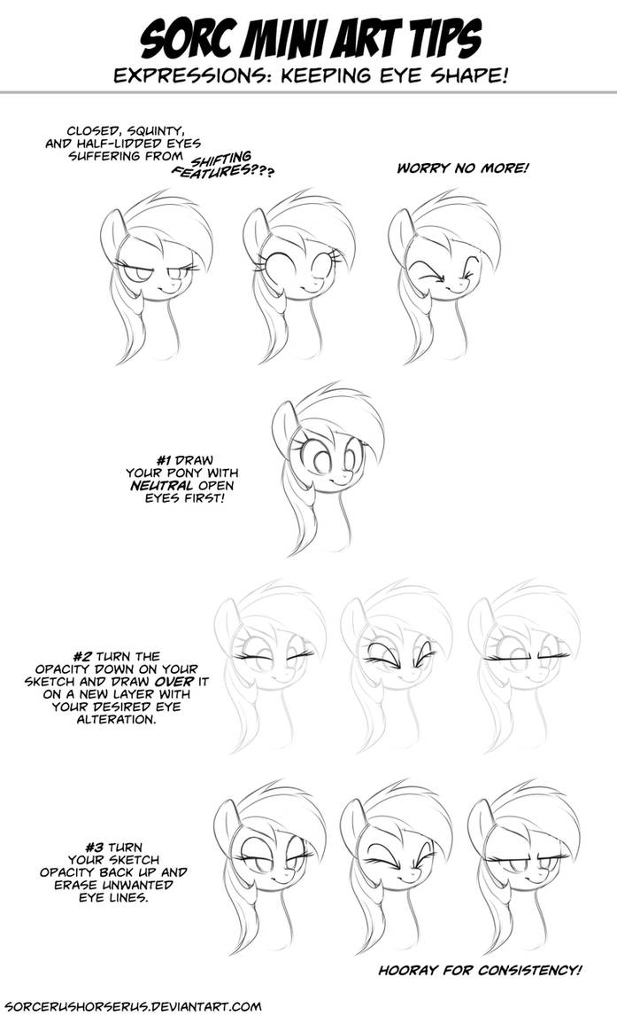 Sorc Art Tips- Expressions: Keeping Eye Shape! by SorcerusHorserus