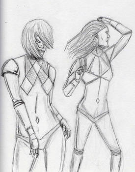 Robot Girls Dancing Pencil Sketch By Felipe400 On Deviantart