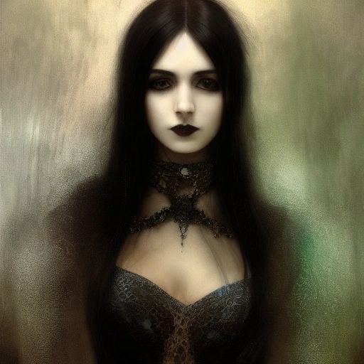 Gothic lady, black and green