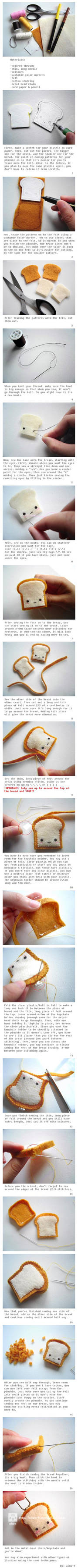 plush toast keychain tutorial