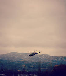 Helicopter in the air