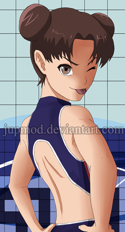 Tenten: High School Swimsuit Close-up (Back)