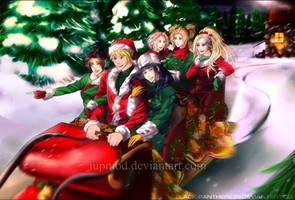 Naruto and the Girls: Merry Holiday Sleigh Ride FV by JuPMod