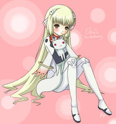 Chii cosplaying Rei hugging Kyubey, for my friend