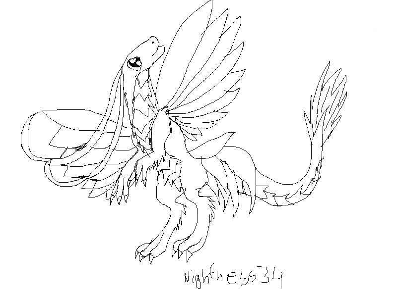 Butterfly dragon lineart