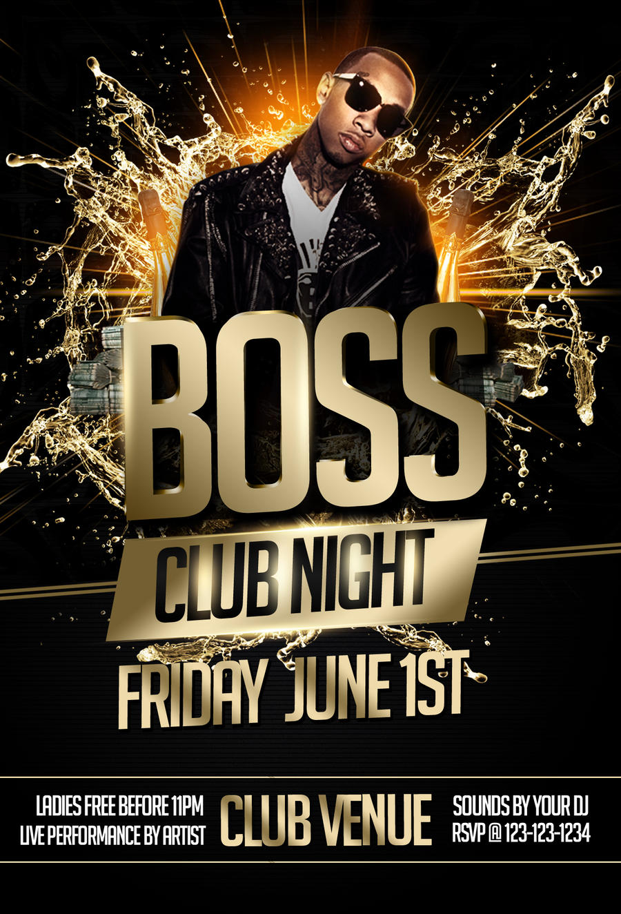 Boss Night  Party Flyer Template-BLACK