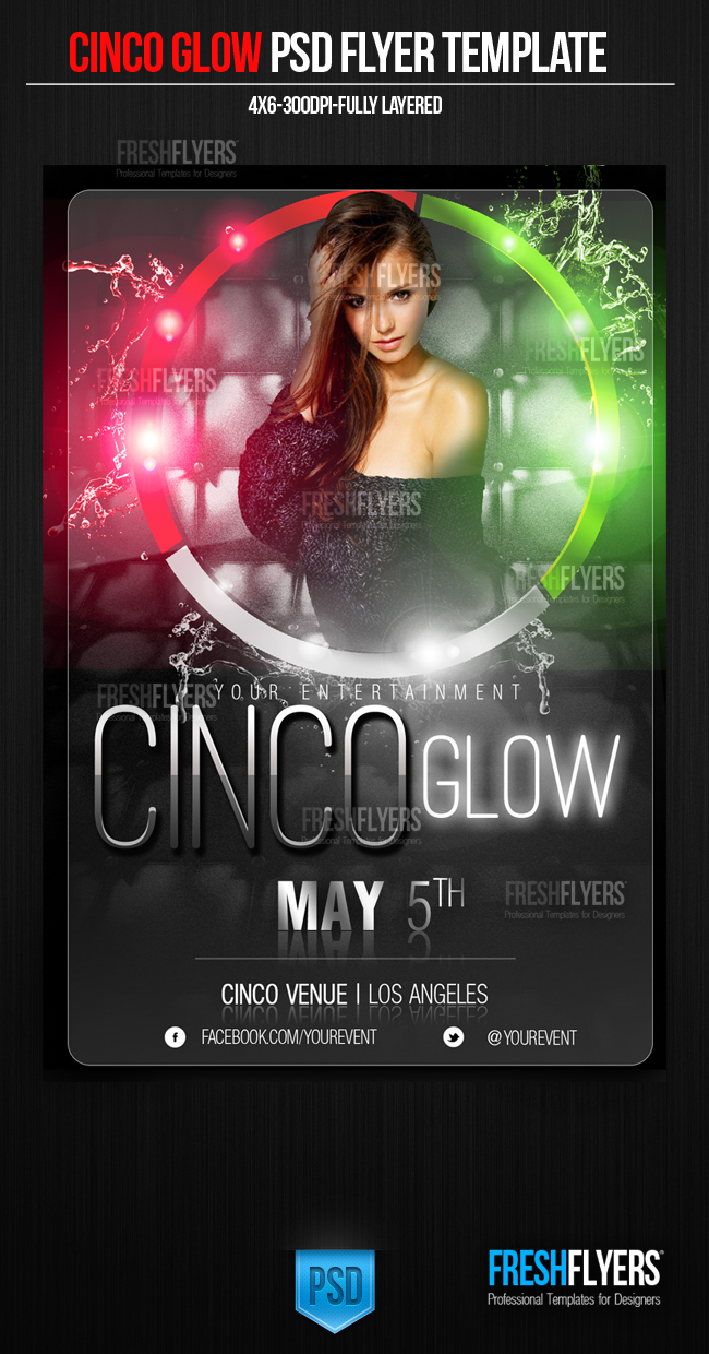 Cinco Glow Party Flyer Templates