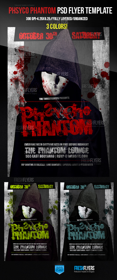 Psycho Phantom Halloween Party Flyer Template