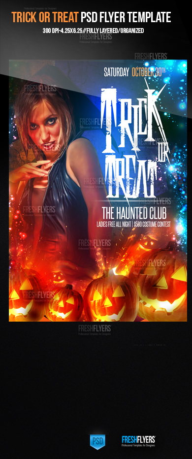 Trick or Treat Halloween Party Flyer Template