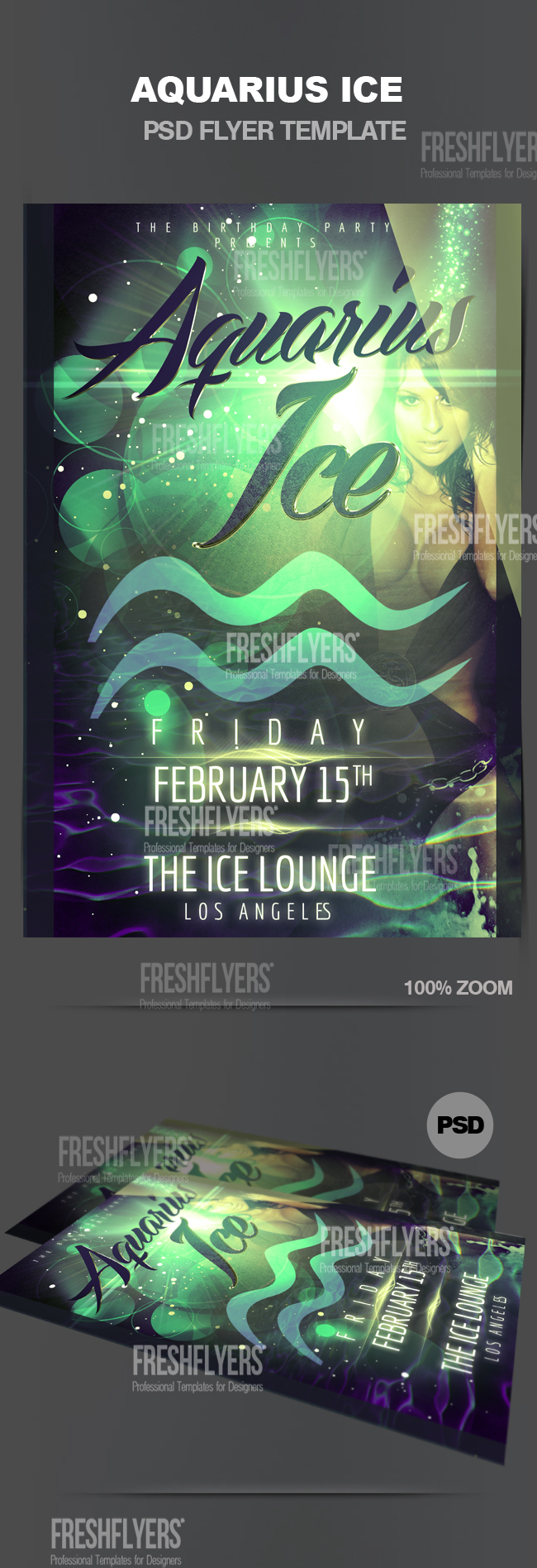 Aquarius Ice Birthday Flyer Template