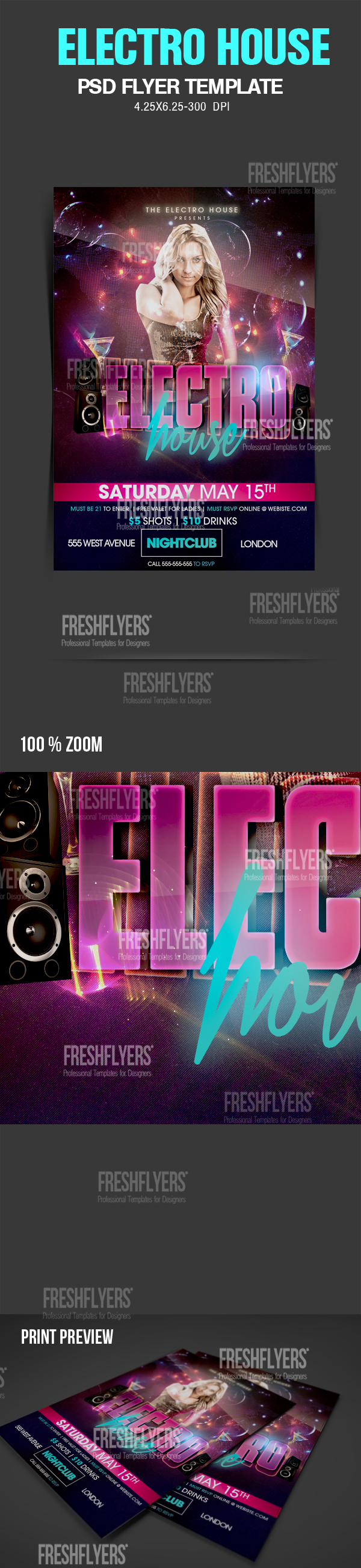 Electro House PSD Flyer Template