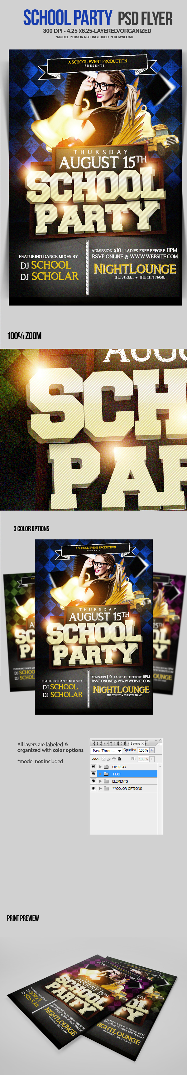 School Party Flyer Template