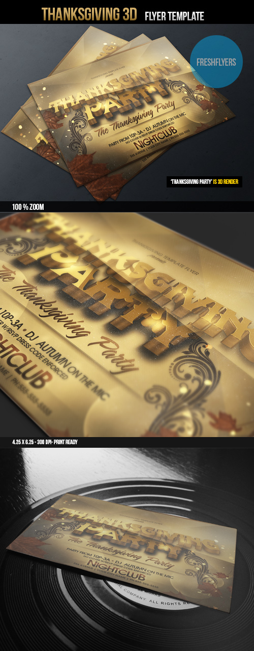 Thanksgiving 3D Flyer Template