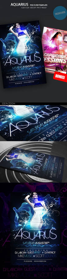 Aquarius Birthday Club Party Flyer Template