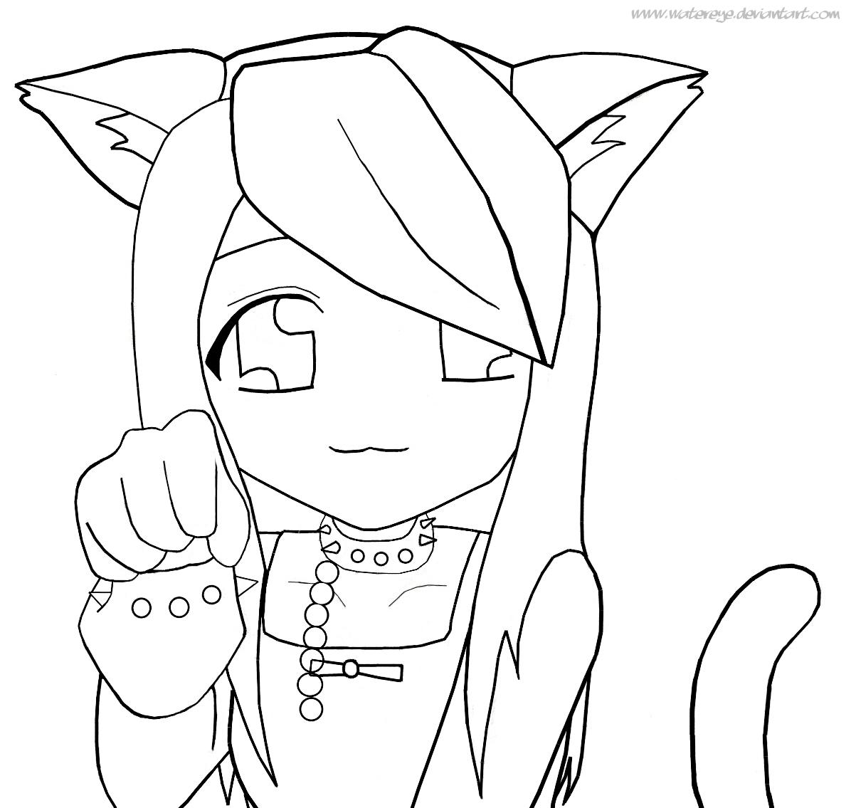 Neko girl Lineart by watereye on DeviantArt Neko girl Lineart by watereye on DeviantArt