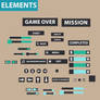 Game UI elements + flat design game user interface