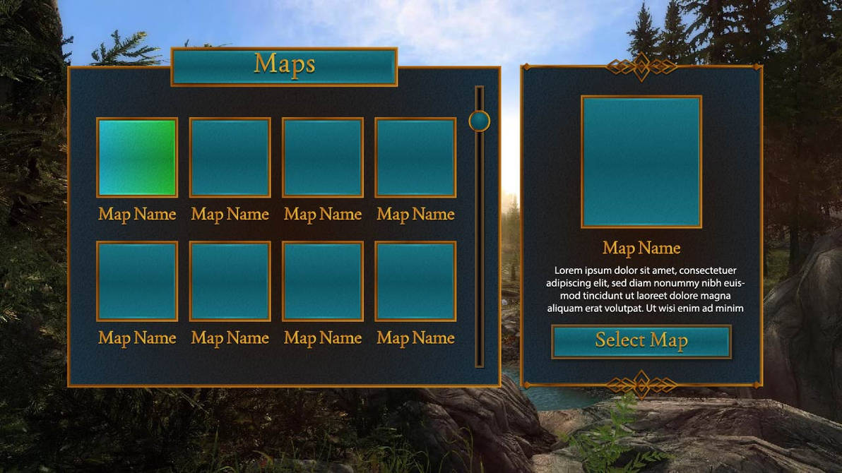 Map selector for Fantasy game UI by SunGraphica on DeviantArt