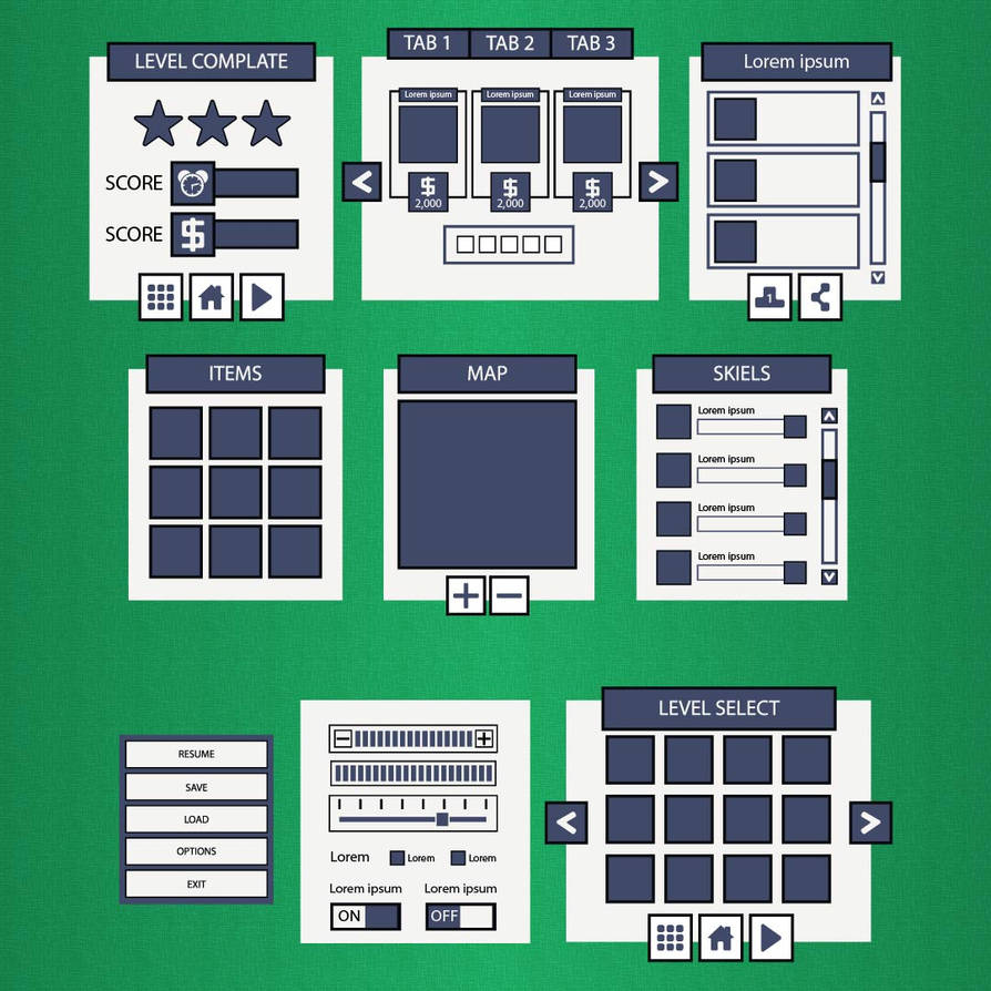 Flat game user interface for Game design by SunGraphica on DeviantArt