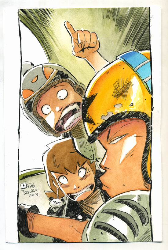 Watercolors. A panel from my comic