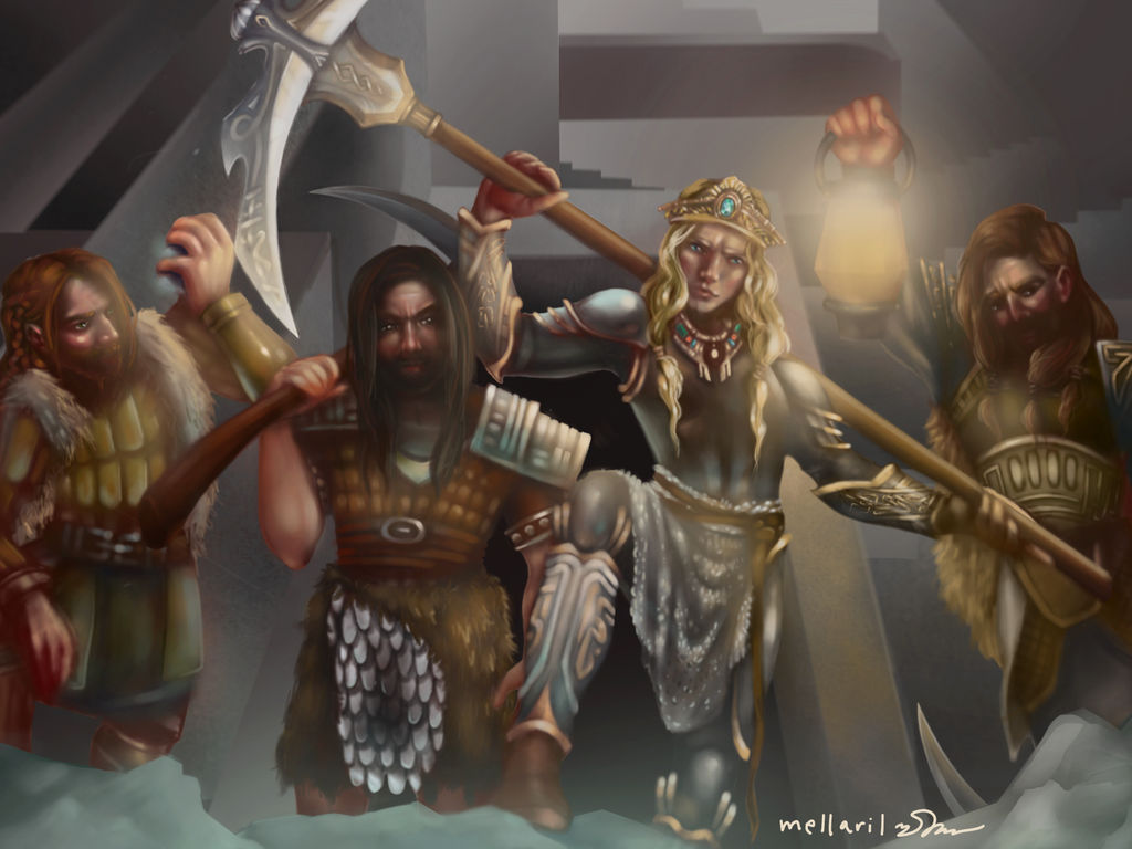 The Cave Hewers (Finrod with Dwarf Companions) by Mellaril
