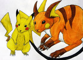 Pikachu and Raichu