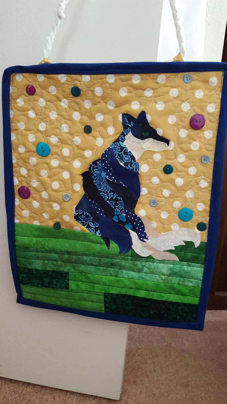 Blue fox wall hanging 