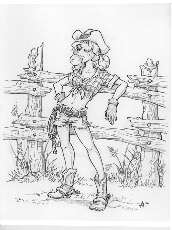 Random Sketch 10-Cow Girl