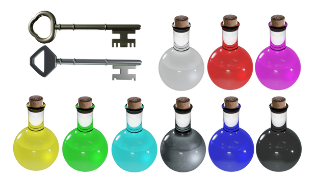 Keys 'n' potions.