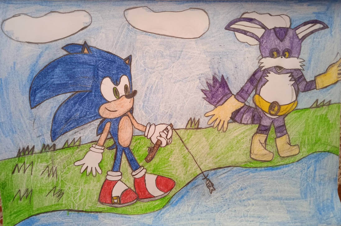 Sonic fishing with Big by Mariana17867 on DeviantArt