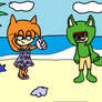 (Commision) Hina, Jacob and Leila on the beach