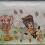Cream giving Charmy bee a flower crown