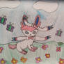 Sylveon looking at flowers