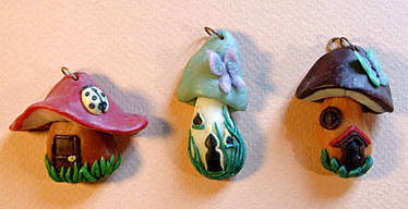 Polymer clay mushroom-houses