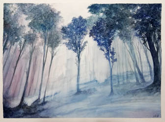 Original watercolor - oniric woods