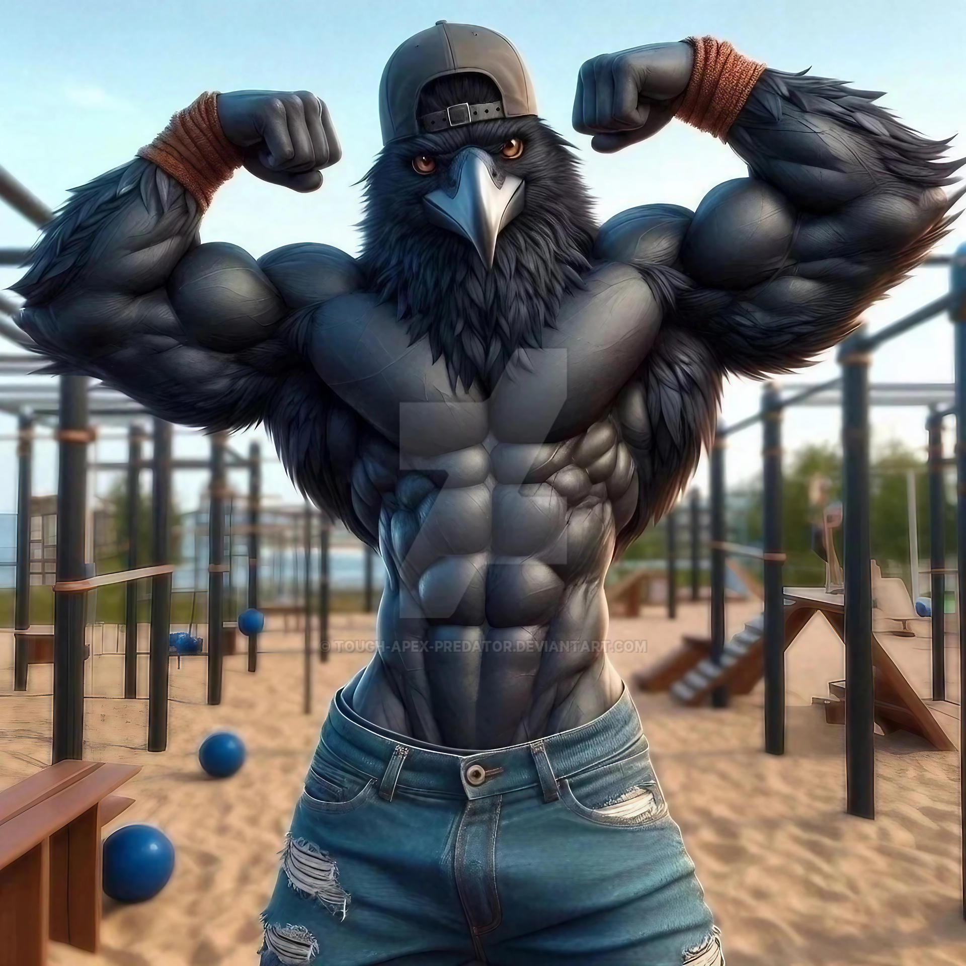 Ripped And Buff Raven Working Out At The Beach 1 by Tough-Apex-Predator ...