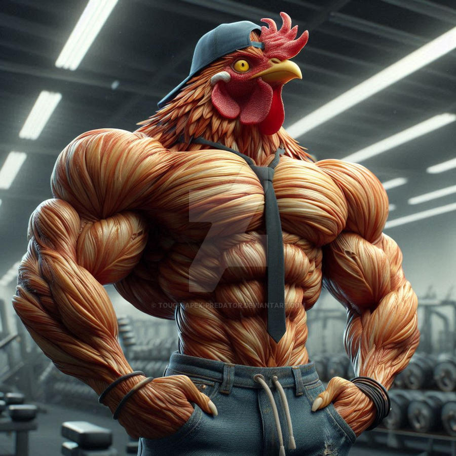 Rooster Bodybuilder Ripped Rooster Working Out At The Gym 2 by Tough-Apex-Predator on ...
