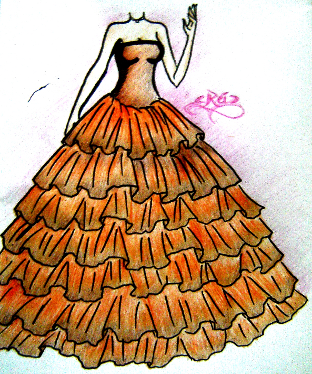 random dress4-orange-brown