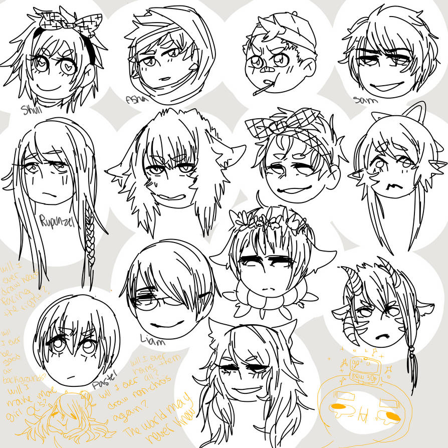 Oc Head Accessory more chibi OC heads by AntiqueLS on DeviantArt