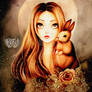 Girl and bunny rust and light fantasy
