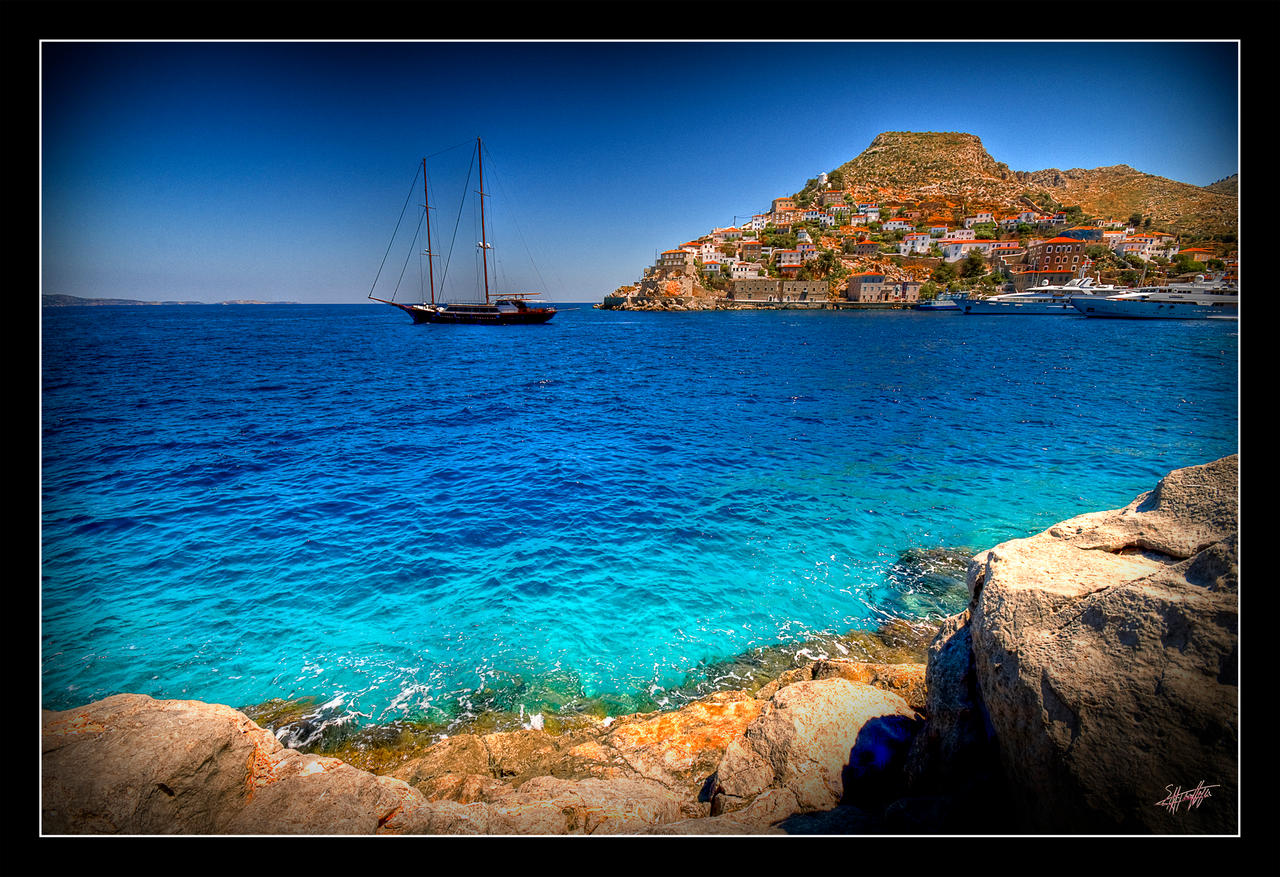 Hydra harbour Greece