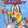 Rogue on Motorcycle Rogue and Gambit Sketch Cover