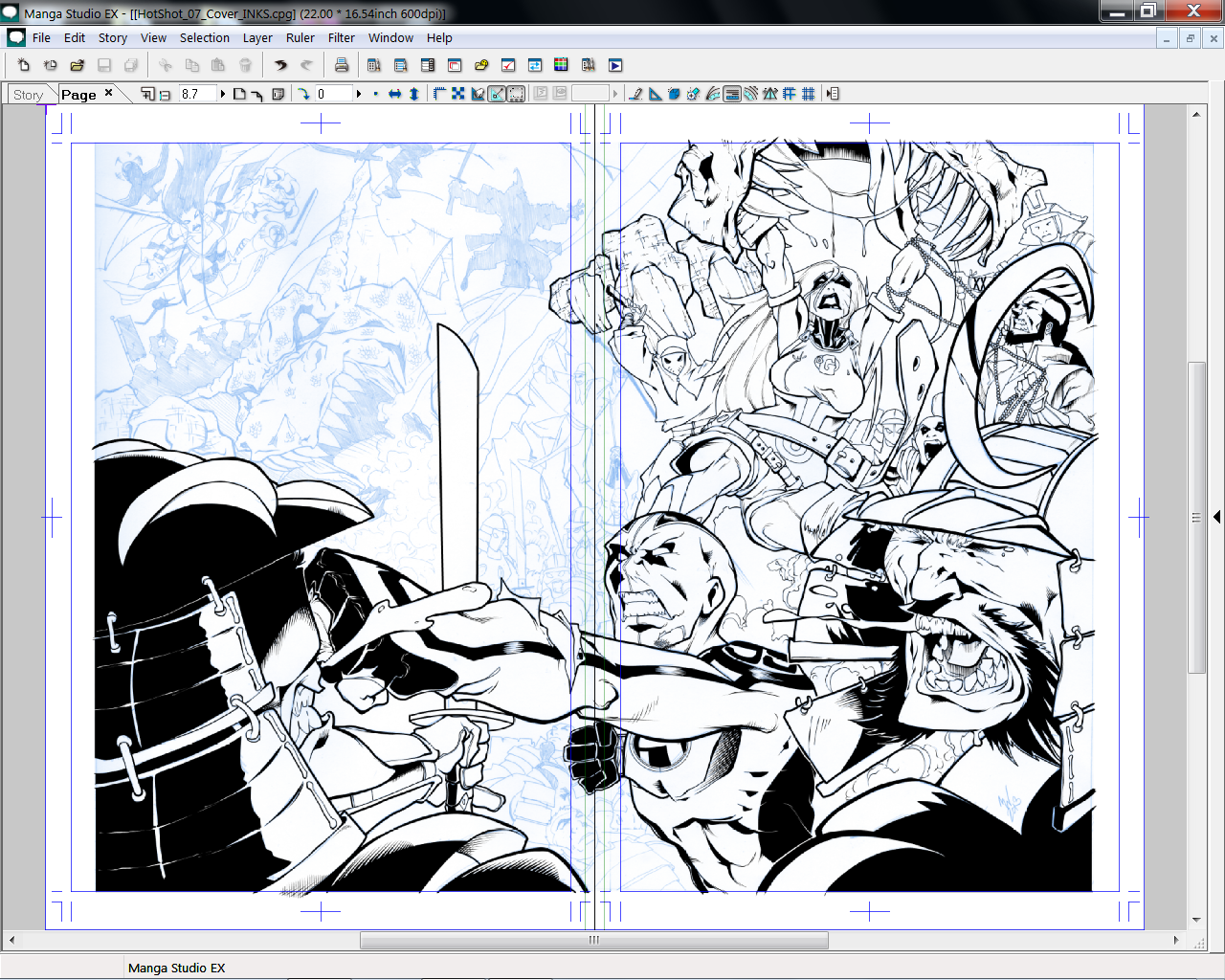 Hot Shot issue 7 cover/ Dyna Girl crossover WIP 2